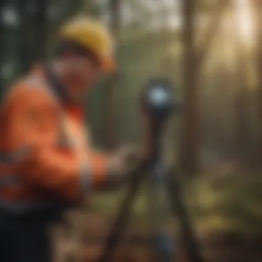 Professional surveyor using advanced tools