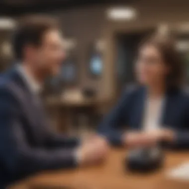 Exceptional Customer Service in Credit Unions A satisfied customer discussing banking options with a credit union representative