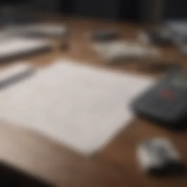 Blueprints and calculator on a desk