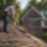 A house inspector examining the roof of a home