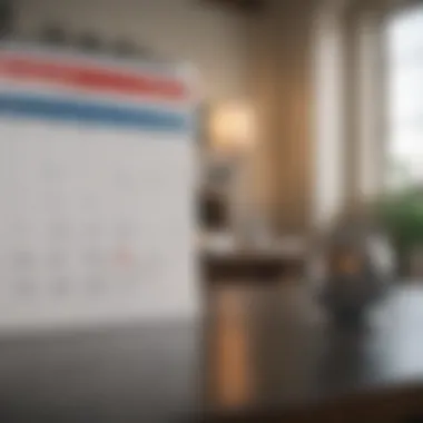 Strategic Time Off Scheduling An office setting with a calendar marked for vacation planning