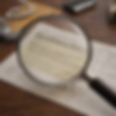 Magnifying glass examining credit report entries