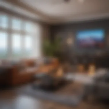 Modern living room staged to attract prospective buyers