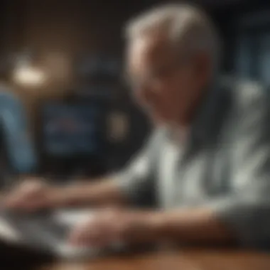 Elderly man engaging in a digital Excel tutorial