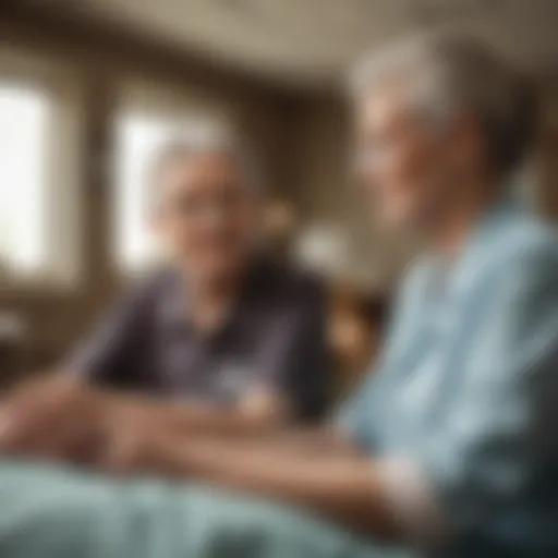 Elderly woman receiving care in a nursing facility