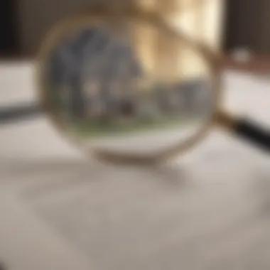 Illustration showing a magnifying glass examining real estate contracts