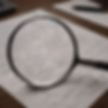 A magnifying glass examining business documents