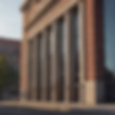 Close-up of a bank building representative of financial institutions