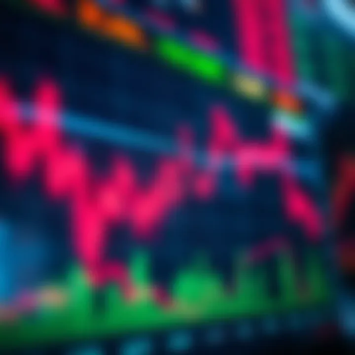 A vibrant illustration of a stock market graph showcasing pink sheet stocks