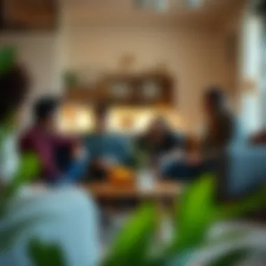 Family Unity and Growth A cozy family gathering in a living room, reflecting personal growth and togetherness