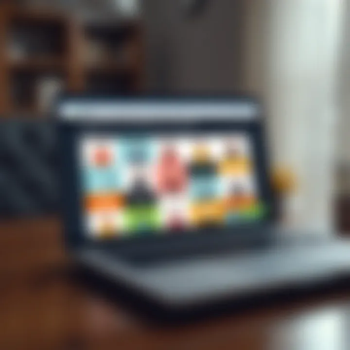 Variety of online job options displayed on a laptop screen