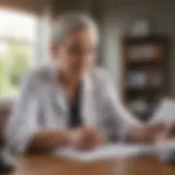 Elderly person managing financial documents