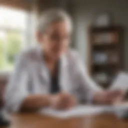 Elderly person managing financial documents