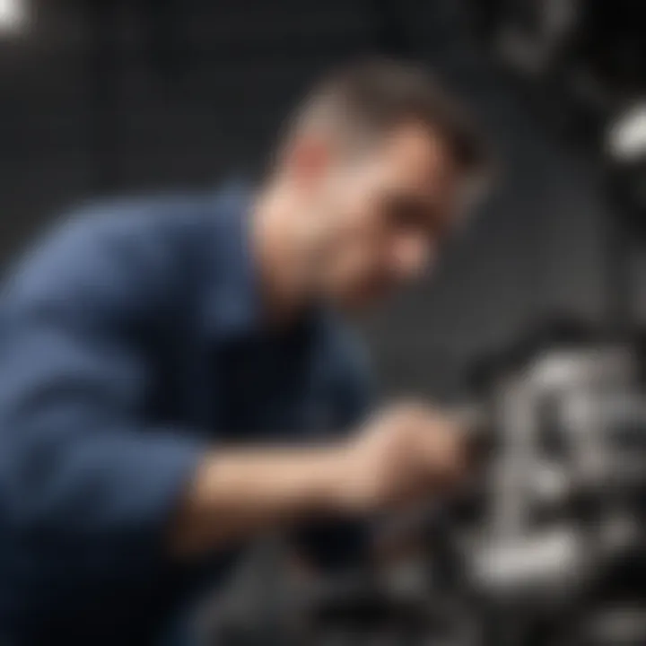 Mechanic examining a car engine