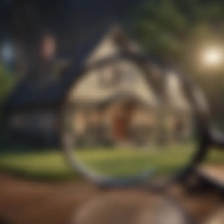 Creative depiction of a house surrounded by magnifying glasses symbolizing inspection