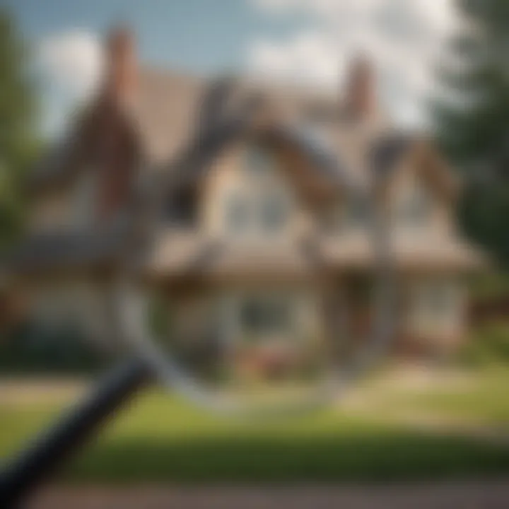 House with a magnifying glass focusing on a lien