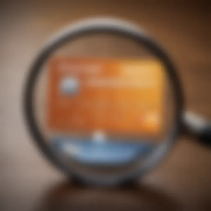 Discover card with magnifying glass focusing on credit limit