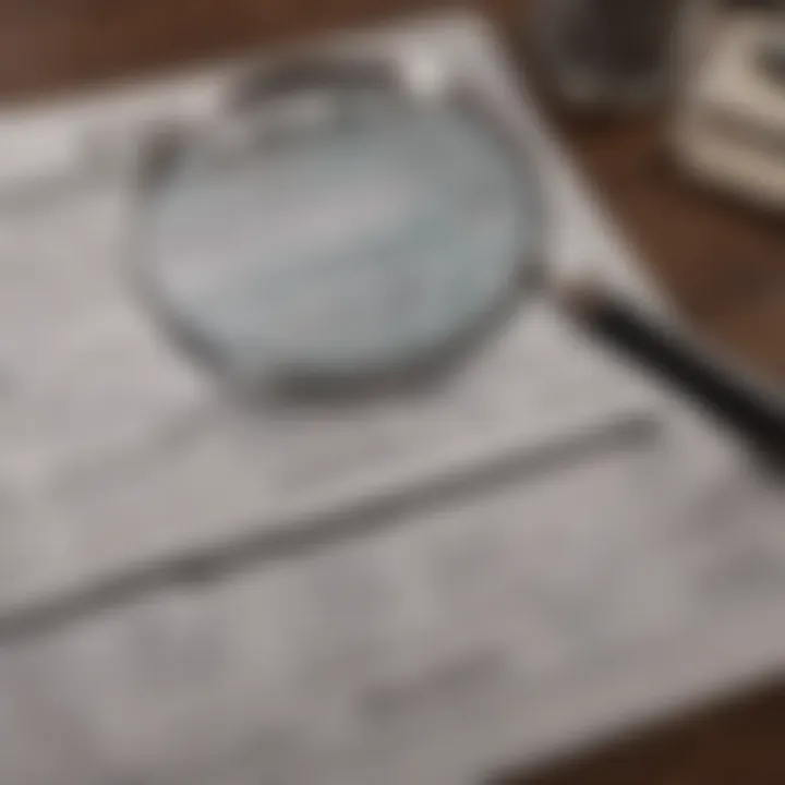 Magnifying glass on financial report