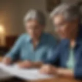 A thoughtful caregiver reviewing a care plan with an elderly parent