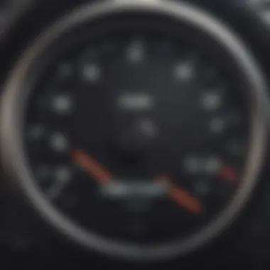 Close-up of a vehicle's odometer and dashboard showcasing condition