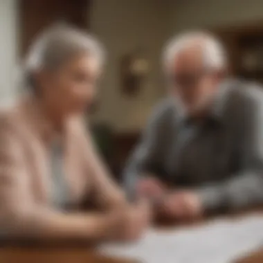 Elderly couple reviewing tax documents