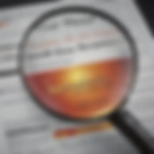 Illuminated magnifying glass on a credit report