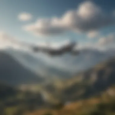 Scenic Landscape Airplane Airplane flying over scenic landscape