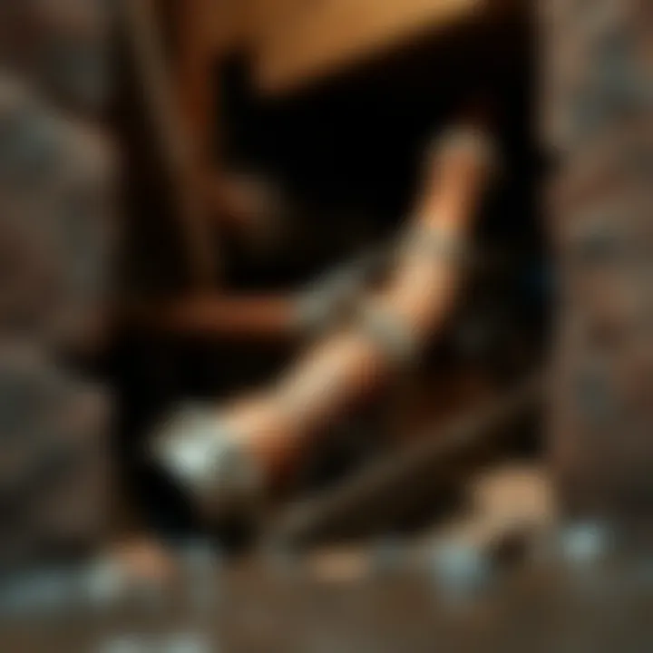 Detailed view of a burst pipe causing water damage