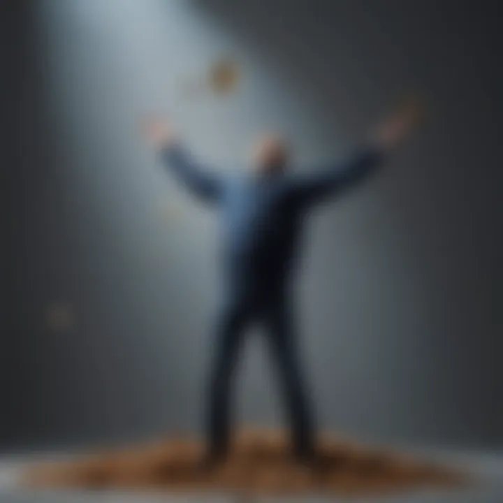 Abstract visualization of debt being lifted off shoulders symbolizing debt relief