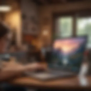 The Freedom of Freelancing: A Digital Nomad's Workspace A digital nomad working on a laptop
