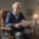 Elderly person filling out form