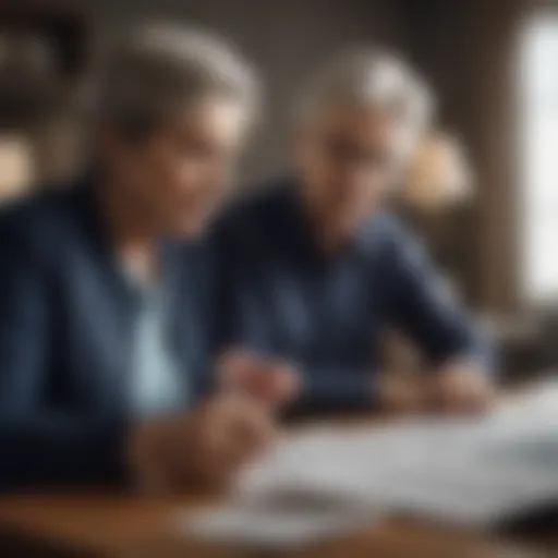 Mature couple reviewing tax documents