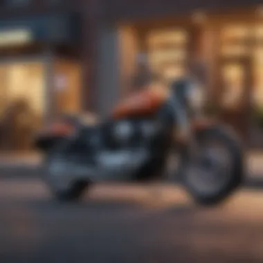 Motorcycle parked outside a financial institution