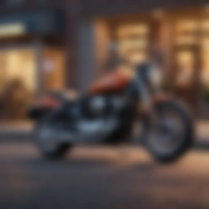 Motorcycle parked outside a financial institution