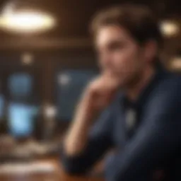 A person contemplating a career transition with a thoughtful expression