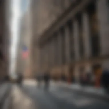 A bustling Wall Street scene showcasing the energy of the financial district