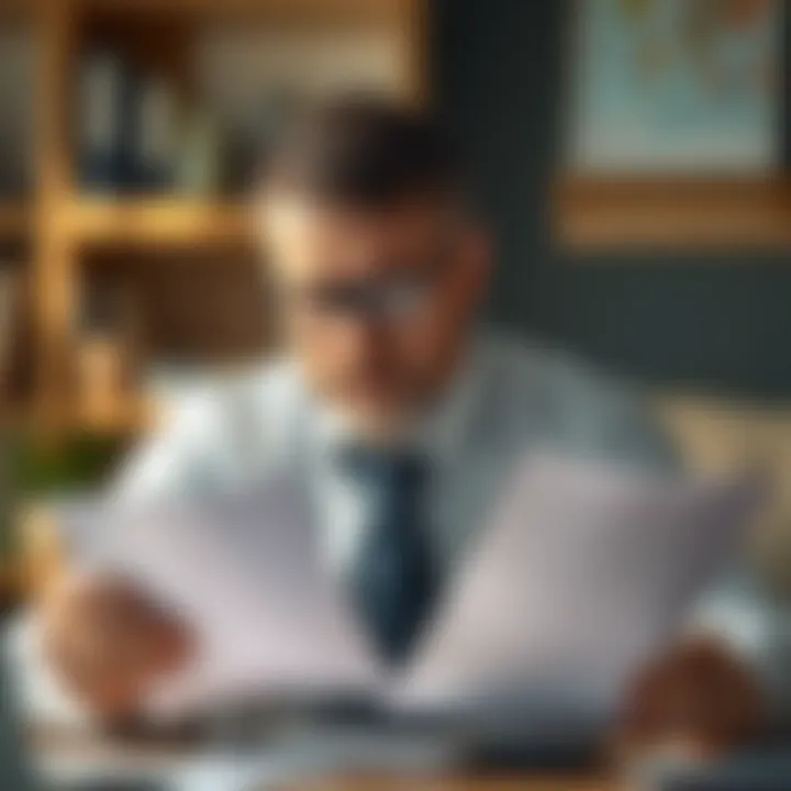 Landlord Evaluating Tenant Applications Landlord reviewing rental applications