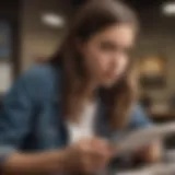 A teenager reviewing financial options at a bank