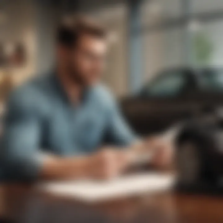 Person analyzing auto loan options