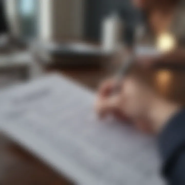 A close-up of a person reviewing financial documents