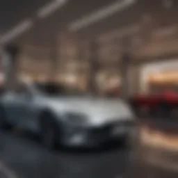 A luxurious showroom showcasing premium vehicles