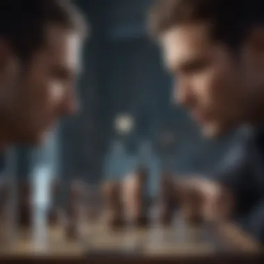 Illustration showing a person strategizing with a chessboard