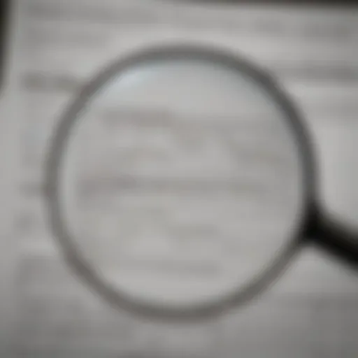 Illustration of a magnifying glass focusing on a tax form