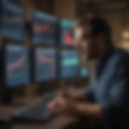 A trader analyzing stock charts on multiple screens