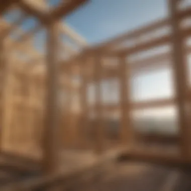 Framing of a house showing structural elements