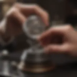 A close-up view of a valuable item being assessed for a pawn loan