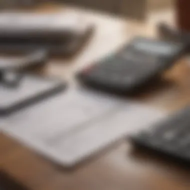 Calculator and tax forms on a desk