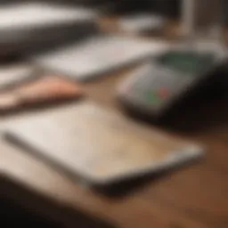 Debit card on a desk with financial documents