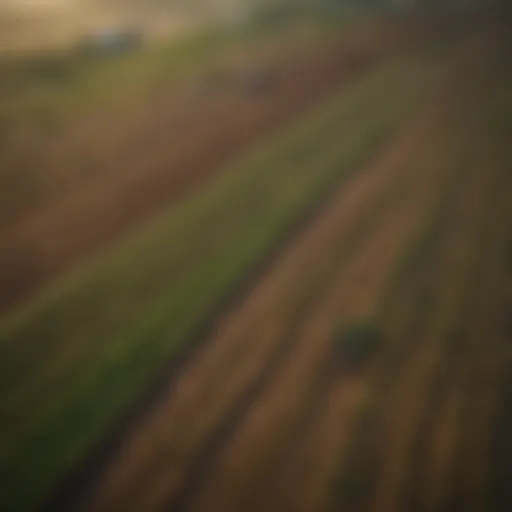 Aerial view of expansive farmland showcasing diverse crops