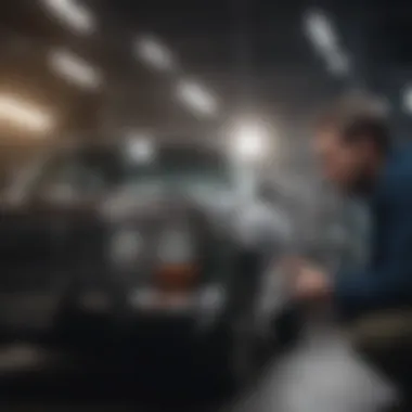 Thorough VIN Inspection Person inspecting vehicle vin number